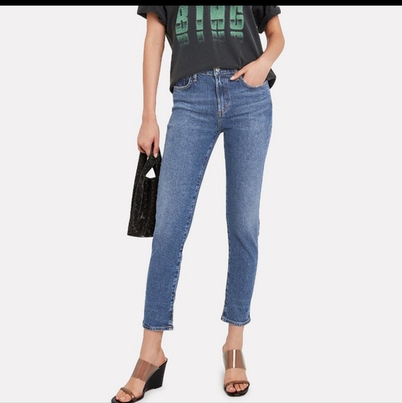 NWT  AGOLDE Toni Mid Rise Distressed Straight Leg Jeans in Obscure size 31 - Picture 8 of 16